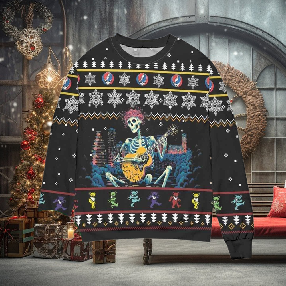 Grateful Dead Skeleton Playing Guitar Christmas Gift Xmas For Christmas Gifts Ugly Christmas Holiday Sweater Grateful Dead Skeleton Playing Guitar Christmas Gift Xmas For Christmas Gifts Ugly Christmas Holiday Sweater