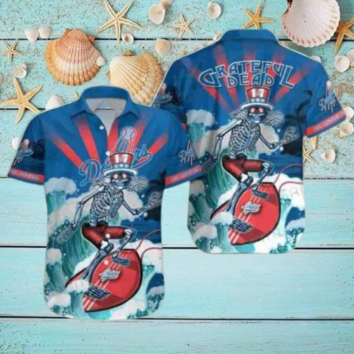 Grateful Dead Skeleton Surfing Los Angeles Dodgers 2024 Trendy Hawaiian Shirt