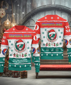 Grateful Dead Tis The Season To Be Grateful Christmas Custom Name Number Ugly Christmas Sweater Gift For Men And Women
