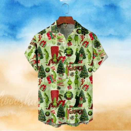Green And Cheery Grinch Tropical Shirt