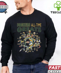 Green Bay Packers All-Time Greats Signatures 2024 shirt featuring the signatures of legendary players and iconic team graphics.