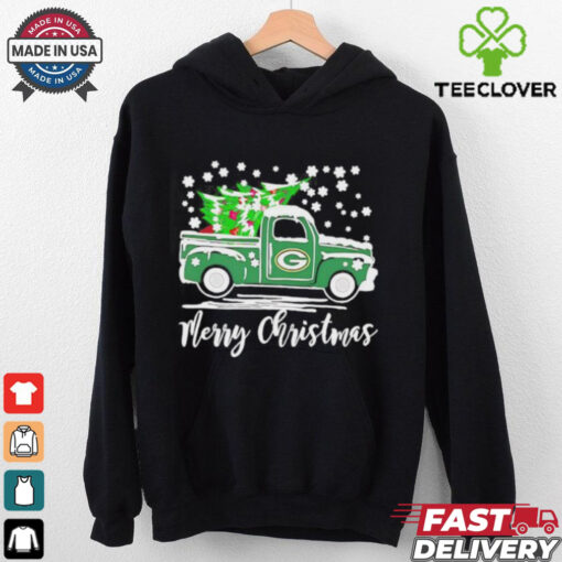 Green Bay Packers Car Carrying Christmas Tree Merry Christmas shirt