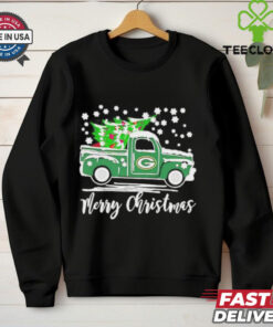 Green Bay Packers Car Carrying Christmas Tree Merry Christmas shirt