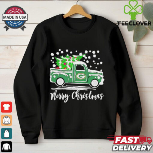 Green Bay Packers Car Carrying Christmas Tree Merry Christmas shirt