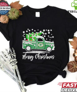Green Bay Packers Car Carrying Christmas Tree Merry Christmas shirt