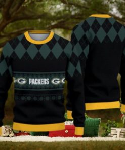 Green Bay Packers Christmas Caro Pattern Knitted Ugly Christmas Sweater AOP Gift For Men And Women