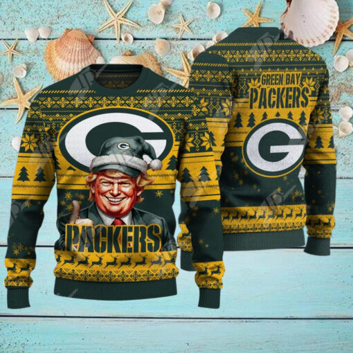 Green Bay Packers Christmas Donald Trump Knitted Sweater