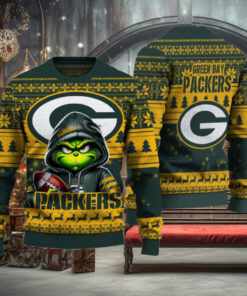 Green Bay Packers Christmas Grinch Knitted Sweater