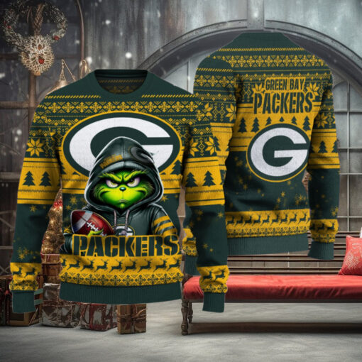 Green Bay Packers Christmas Grinch Knitted Sweater
