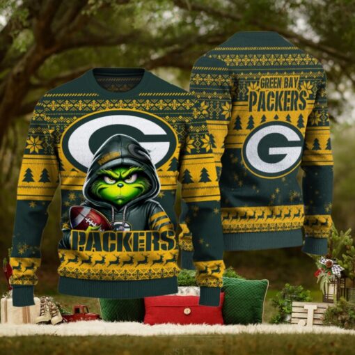 Green Bay Packers Christmas Grinch Knitted Sweater