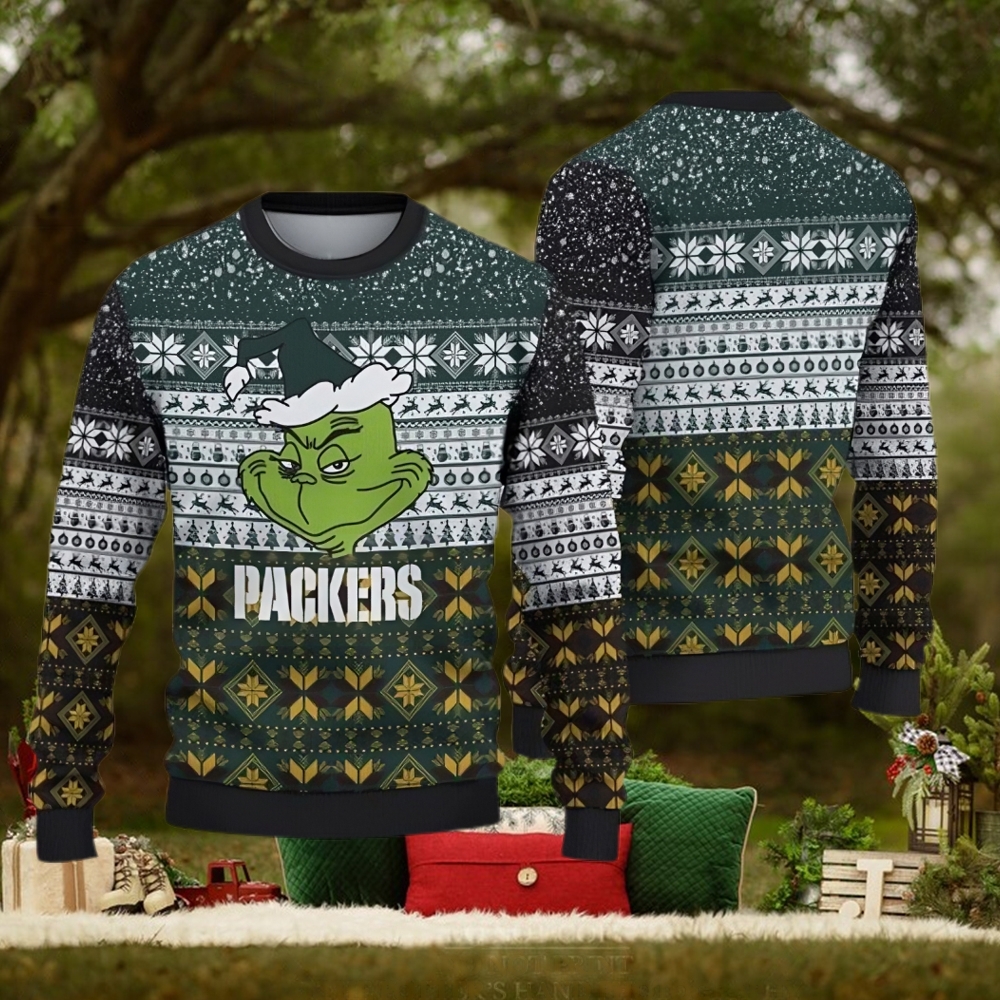 Green Bay Packers Christmas Grinch Ugly Sweater For Men Women
