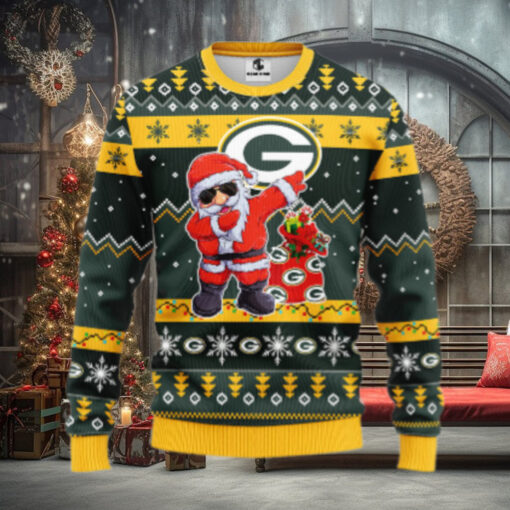 Green Bay Packers Dabbing Santa Claus Ugly Christmas Sweater