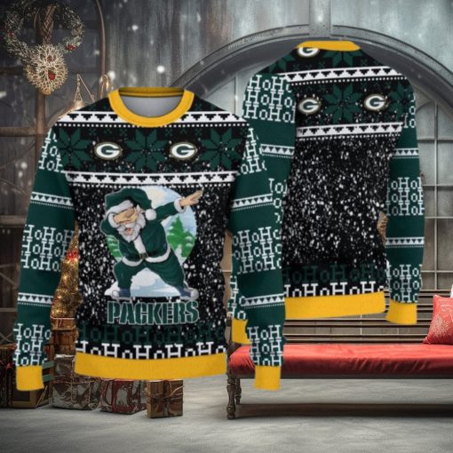 Green Bay Packers Dabbing Santa Ugly Christmas Sweater 3D Gift For Fans