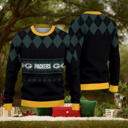 Green Bay Packers Diamond Pattern Ugly Christmas Sweater 3D Gift For Fans