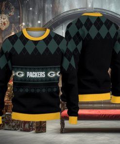Green Bay Packers Diamond Pattern Ugly Christmas Sweater 3D Gift For Fans