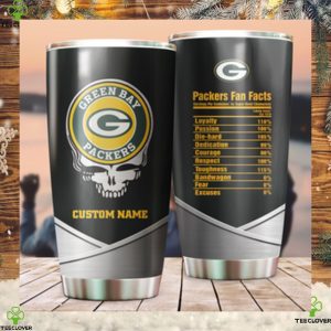 Green Bay Packers Fan Facts Super Bowl Champions American NFL Football Team Logo Grateful Dead Skull Custom Name Personalized Tumbler Cup For Fanz