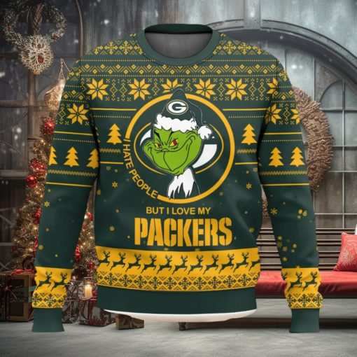 Green Bay Packers Grinch I Hate People But I Love Ugly Christmas Sweater New Trending Christmas Sweater Gift