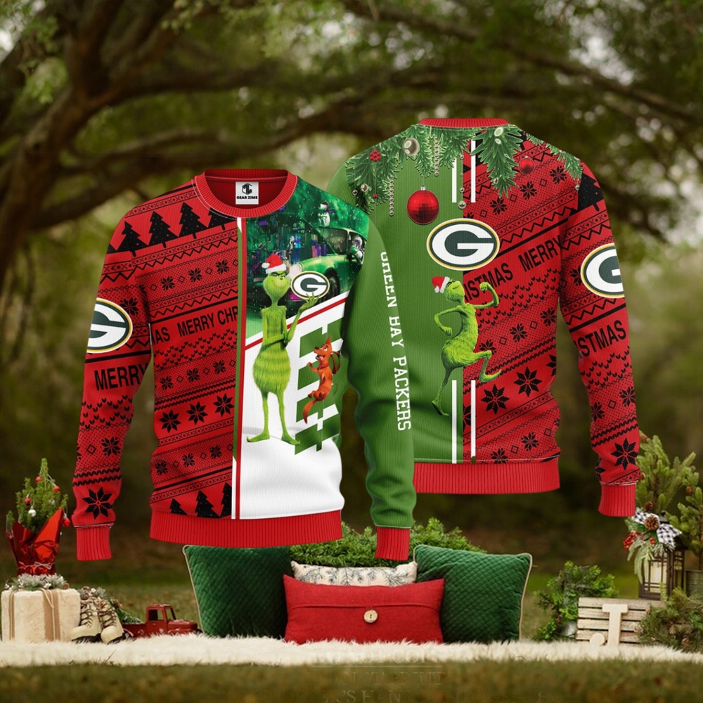 Green Bay Packers Grinch & Scooby Doo Christmas Ugly Sweater 1