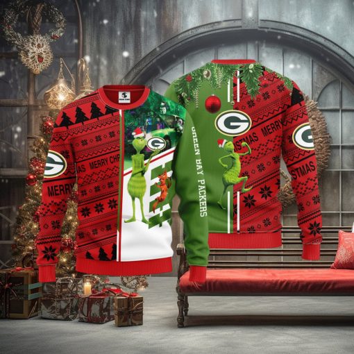 Green Bay Packers Grinch & Scooby Doo Christmas Ugly Sweater 1
