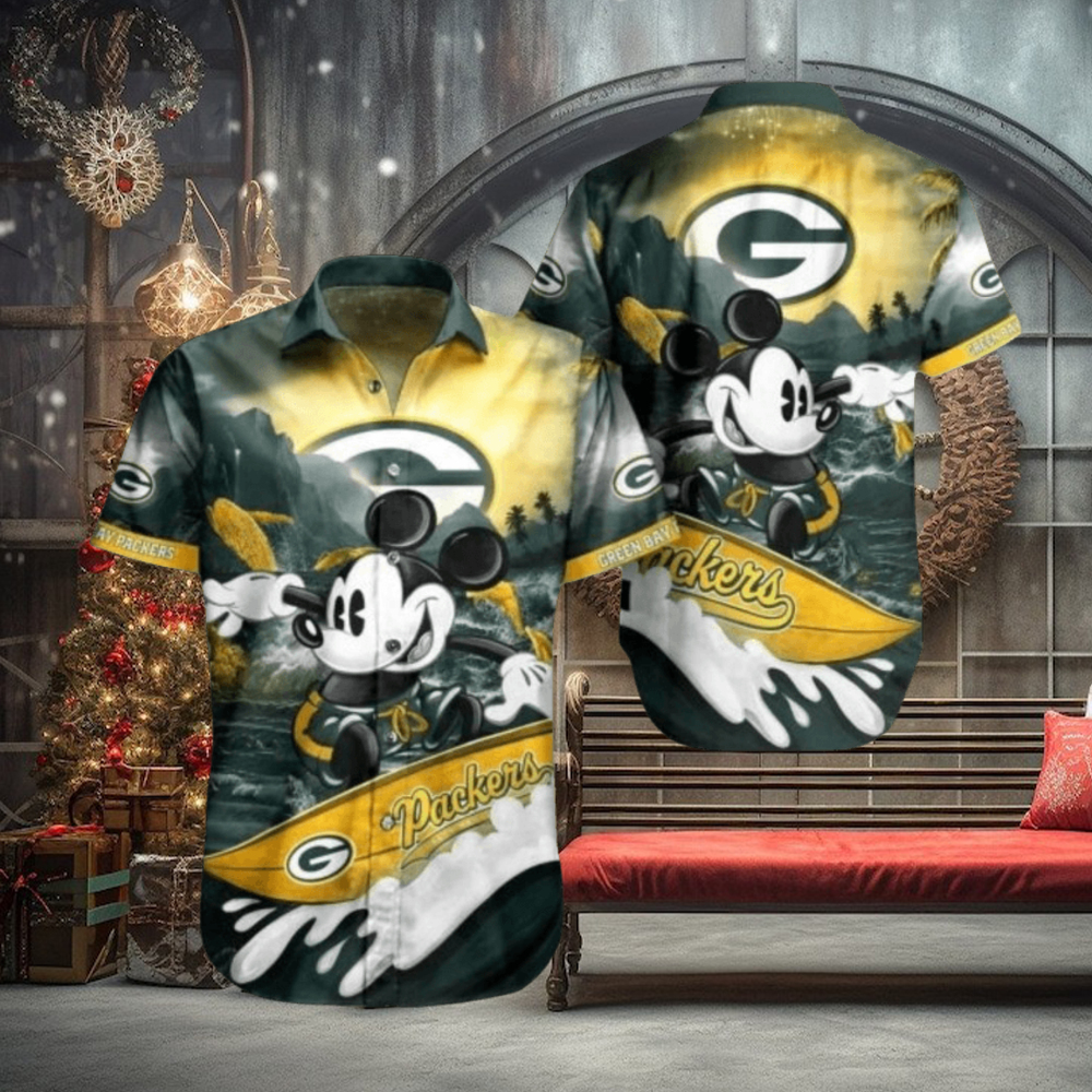 Green Bay Packers Hawaiian Shirt Mickey Graphic 3D Printed Gift Green Bay Packers Hawaiian Shirt Mickey Graphic 3D Printed Gift