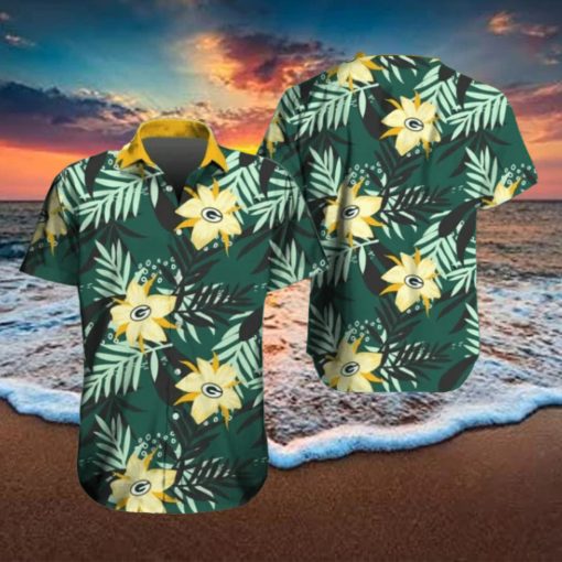 Green Bay Packers Hawaiian Tracksuit Floral Outfits Button Shirt Beach Shorts