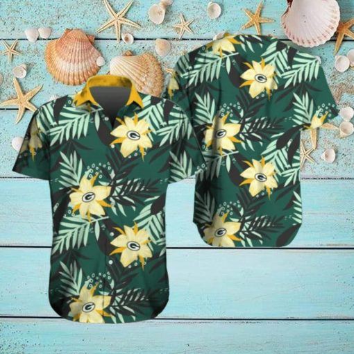 Green Bay Packers Hawaiian Tracksuit Floral Outfits Button Shirt Beach Shorts