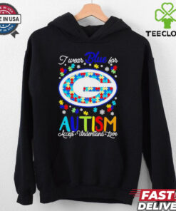 Green Bay Packers I wear blue for Autism accept understand love shirt