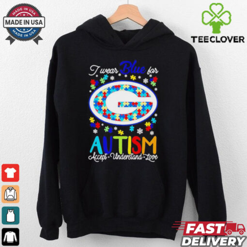 Green Bay Packers I wear blue for Autism accept understand love shirt