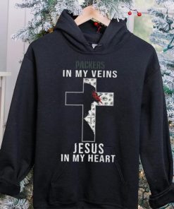 Green Bay Packers In My Veins Jesus In My Heart Cross Shirt