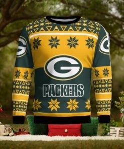 Green Bay Packers Logo Big Snowflake Pattern Ugly Christmas Sweater