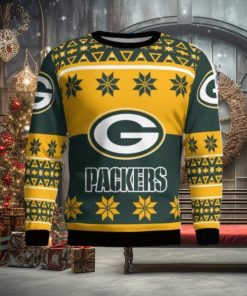 Green Bay Packers Logo Big Snowflake Pattern Ugly Christmas Sweater