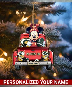 Green Bay Packers Mickey Mouse Ornament Personalized Your Name Sport Home Decor