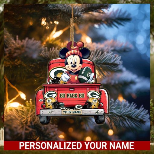 Green Bay Packers Mickey Mouse Ornament Personalized Your Name Sport Home Decor