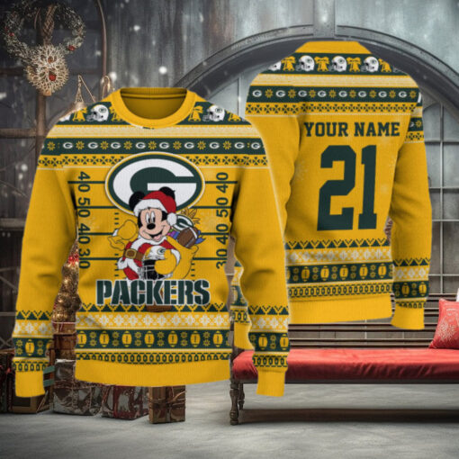 Green Bay Packers Mickey Mouse Santa Ugly Christmas Sweater