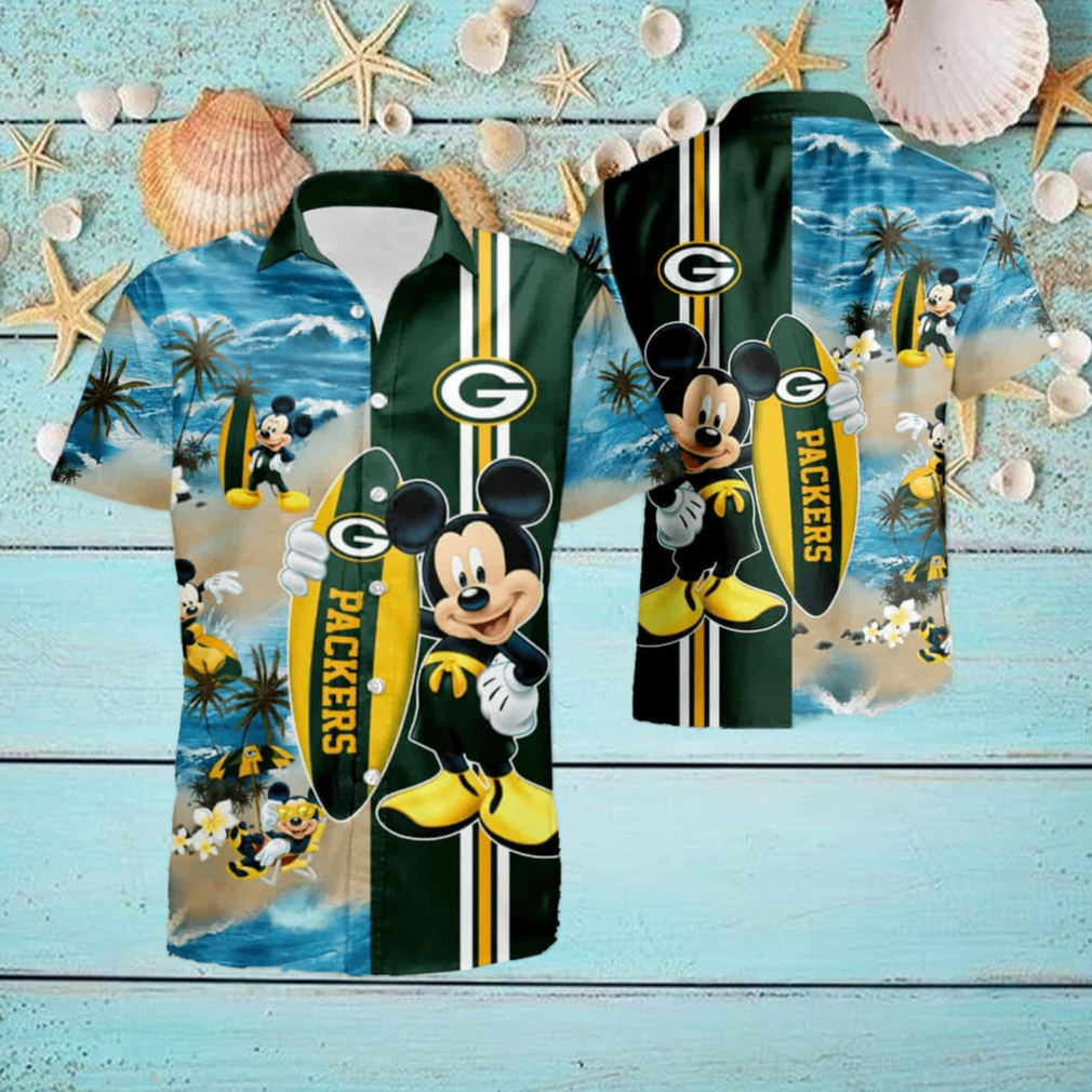 Green Bay Packers Mickey Mouse Summer Hawaiian Shirt And Shorts - Banantees