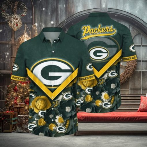 Green Bay Packers NFL Flower Pattern Hawaiian Shirt, Green Bay Packers Gear