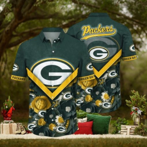 Green Bay Packers NFL Flower Pattern Hawaiian Shirt, Green Bay Packers Gear