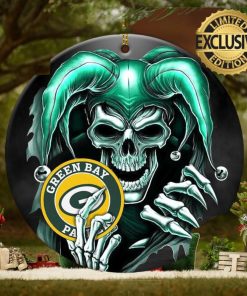 Green Bay Packers NFL Skull Joker Personalized Christmas Decorations Ornament Mugteeco