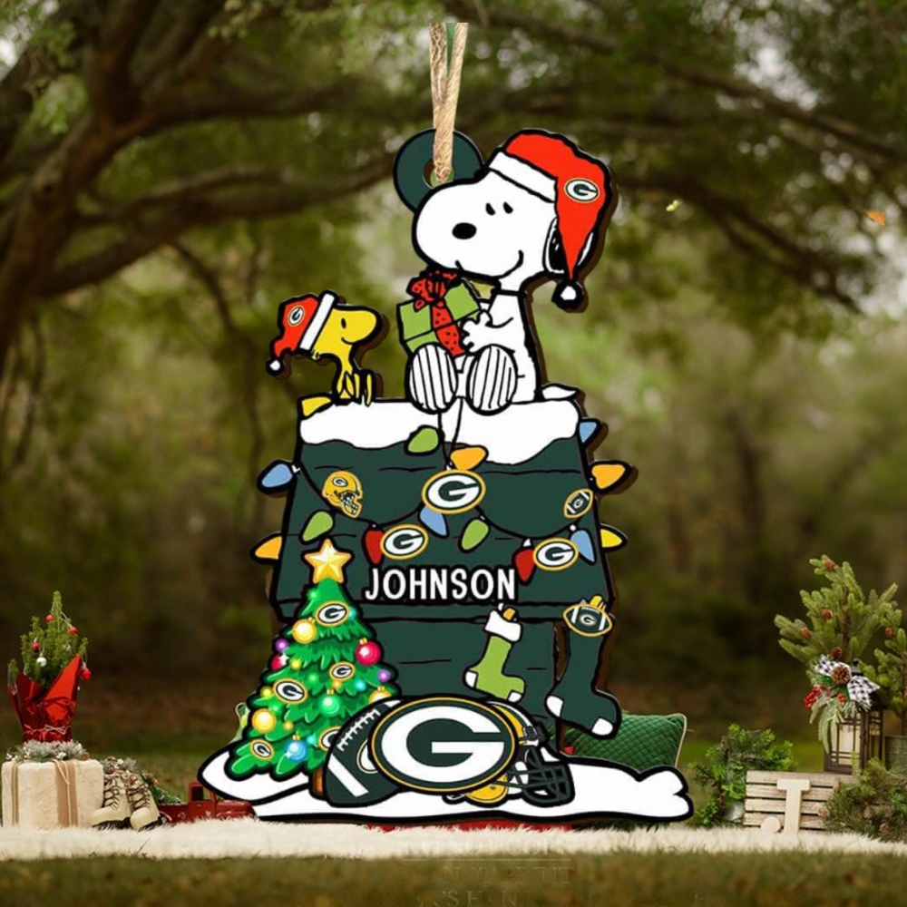 Green Bay Packers NFL Snoopy Ornament Personalized Christmas 2023 Holidays Green Bay Packers NFL Snoopy Ornament Personalized Christmas 2023 Holidays
