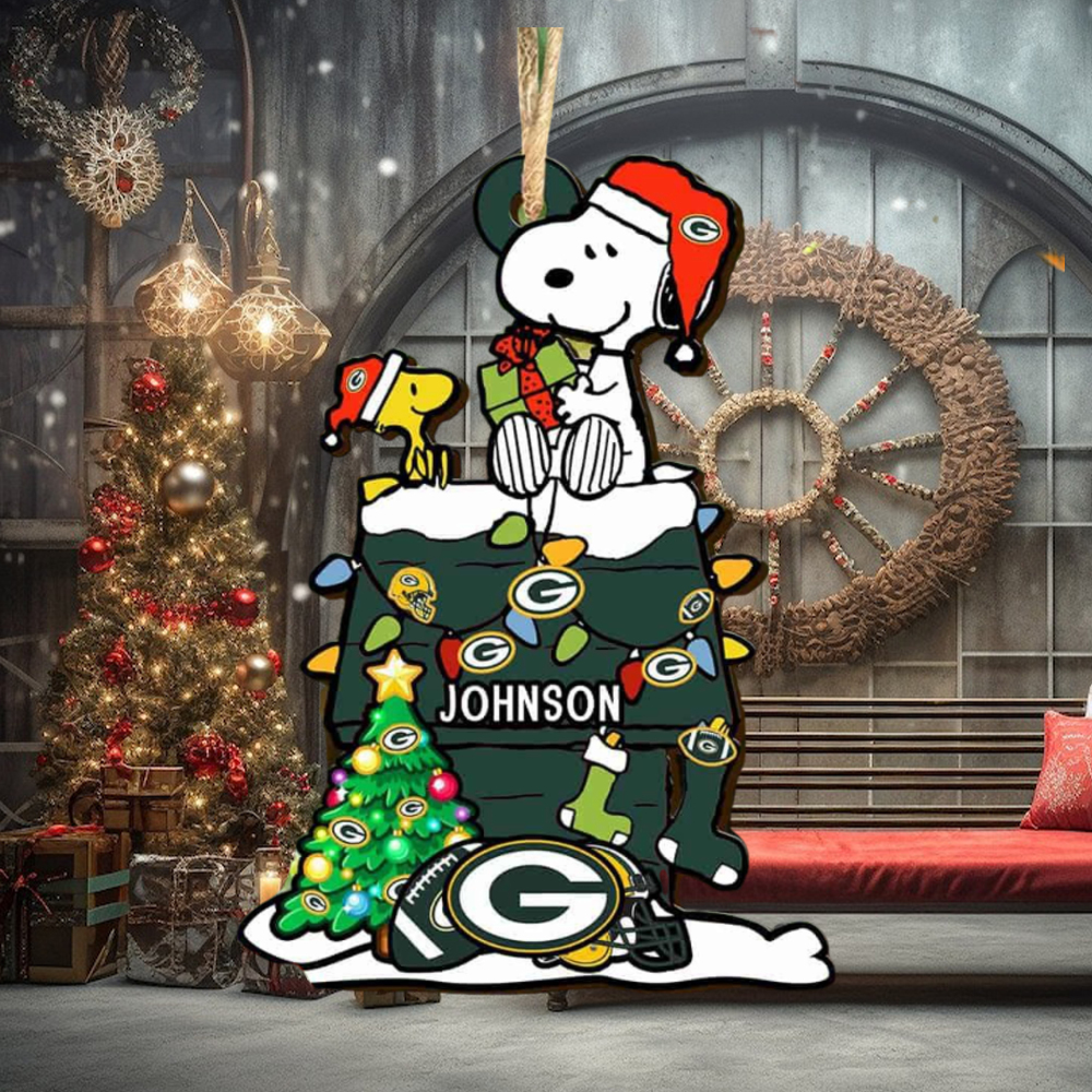 Green Bay Packers NFL Snoopy Ornament Personalized Christmas 2023 Holidays Green Bay Packers NFL Snoopy Ornament Personalized Christmas 2023 Holidays