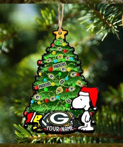 Green Bay Packers Personalized Your Name Snoopy And Peanut Ornament Christmas Gifts For NFL Fans SP161023140ID03