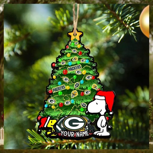 Green Bay Packers Personalized Your Name Snoopy And Peanut Ornament Christmas Gifts For NFL Fans SP161023140ID03