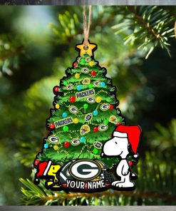 Green Bay Packers Personalized Your Name Snoopy And Peanut Ornament Christmas Gifts For NFL Fans SP161023140ID03