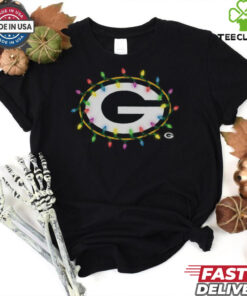 Green Bay Packers Primary Logo Holiday Lights T Shirt