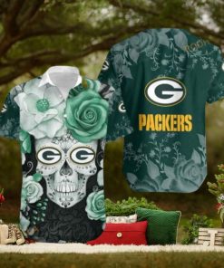Green Bay Packers Skull NFL Gift For Fan Hawaiian Shirt Graphic Printed