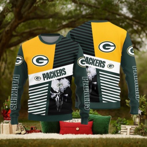 Green Bay Packers Skull Pattern Ugly Christmas Sweater