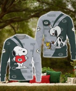 Green Bay Packers Snoopy Cute Heart American Sports Team Unisex 3D Urly Sweater Christmas For Fans Gift