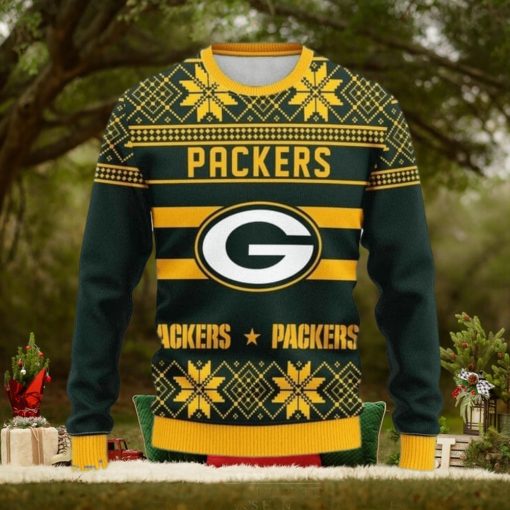 Green Bay Packers Snowflake Christmas Pullover Ugly Christmas Sweater 3D Gift For Fans