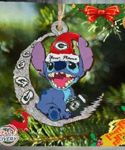 Green Bay Packers Stitch Ornament NFL Christmas And Stitch With Moon Ornament