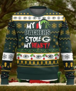 Green Bay Packers Stole My Heart Ugly Sweater 3D Printed Men And Women Christmas Gift